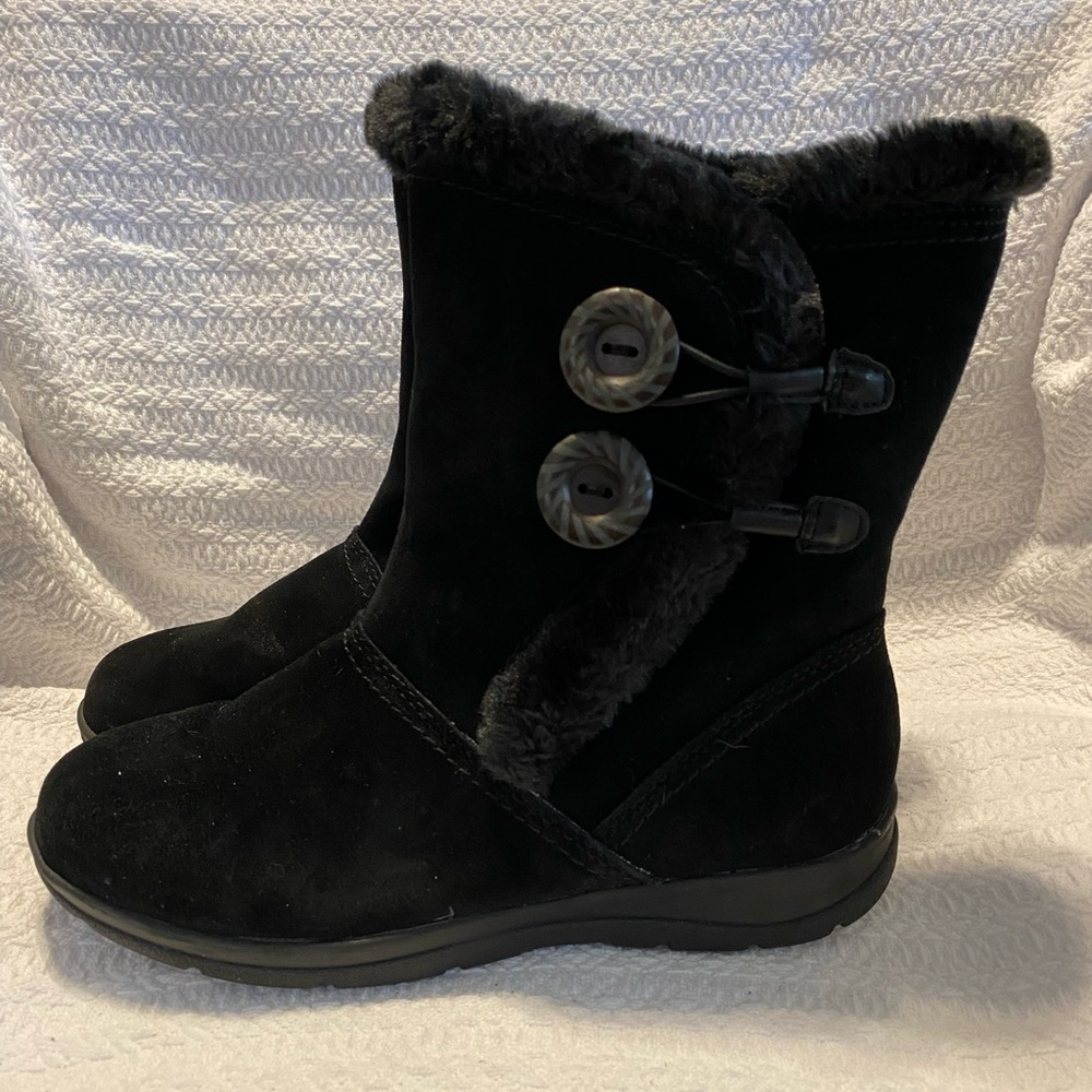 White Mountain Trip Women's Black Sueded Leather Faux Fur-Lined Boots 8M